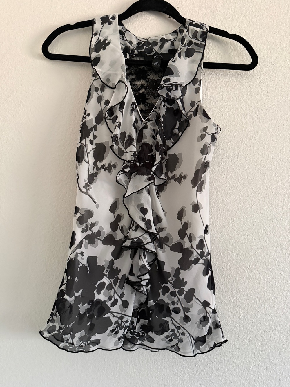 BCX Tank Top Ruffle Floral Lace Y2K Babydoll